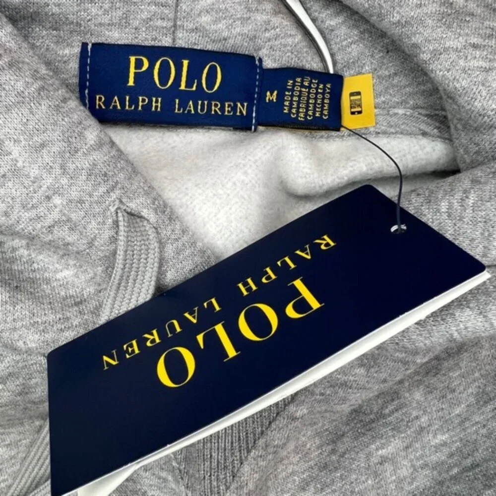 NWT POLO RALPH LAUREN Big Pony Green‎ Box Fleece Pullover Hoodie w Pockets Sz M